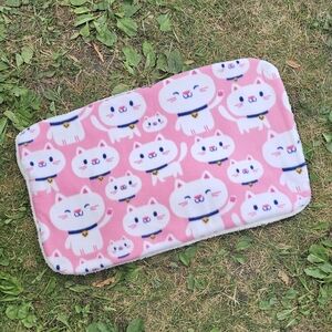 NEW! White Cats Pink Pet Mat - Small - 3 Layers, Fleece + Sherpa | Dog Cat Baby